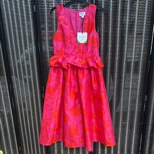 Kate Spade Pink and Orange Ruffled Tie Front Sundress